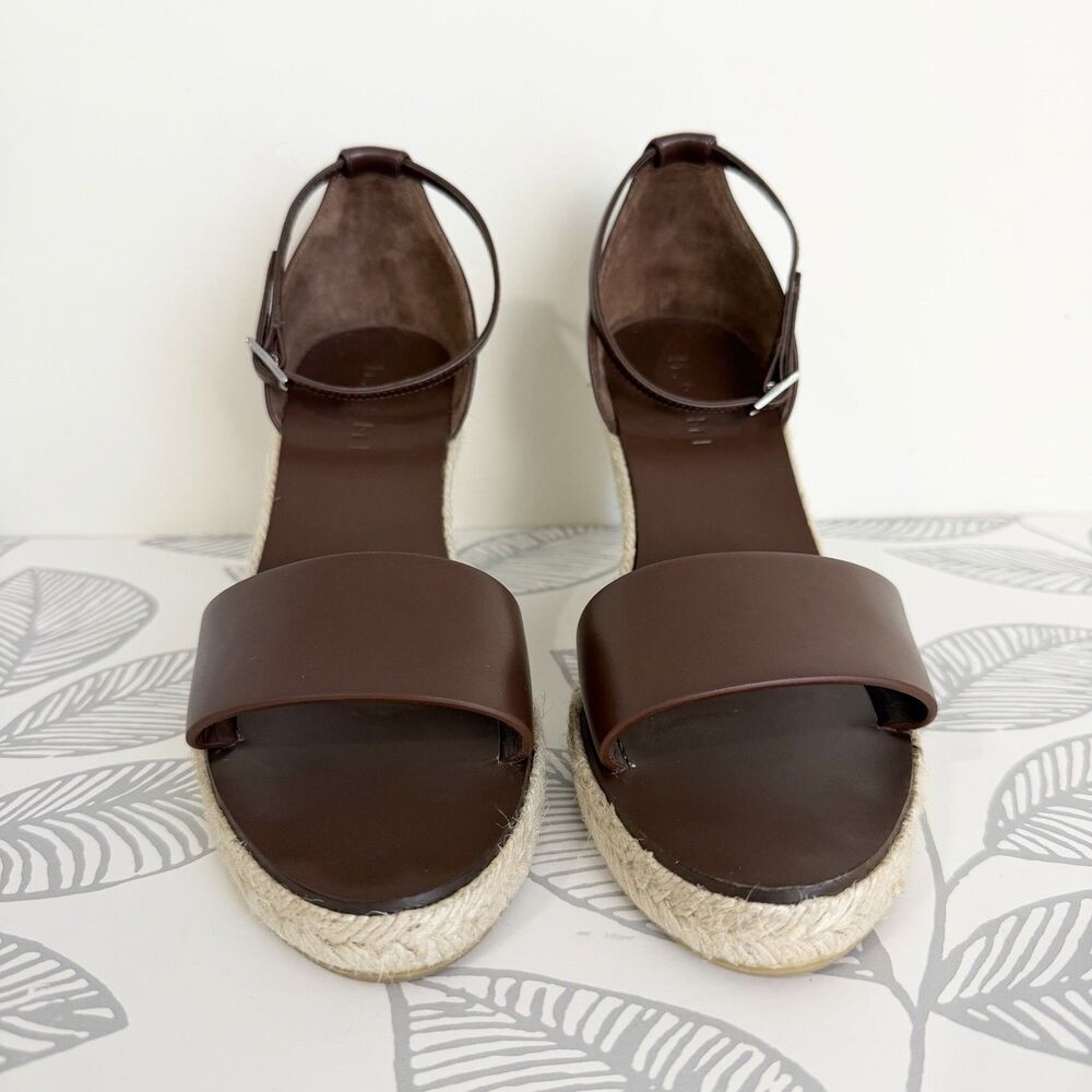 M. Gemi The Marcella Wedge Sandal Chocolate Brown Leather Italy Women’s 37 / 7 - Picture 6 of 12